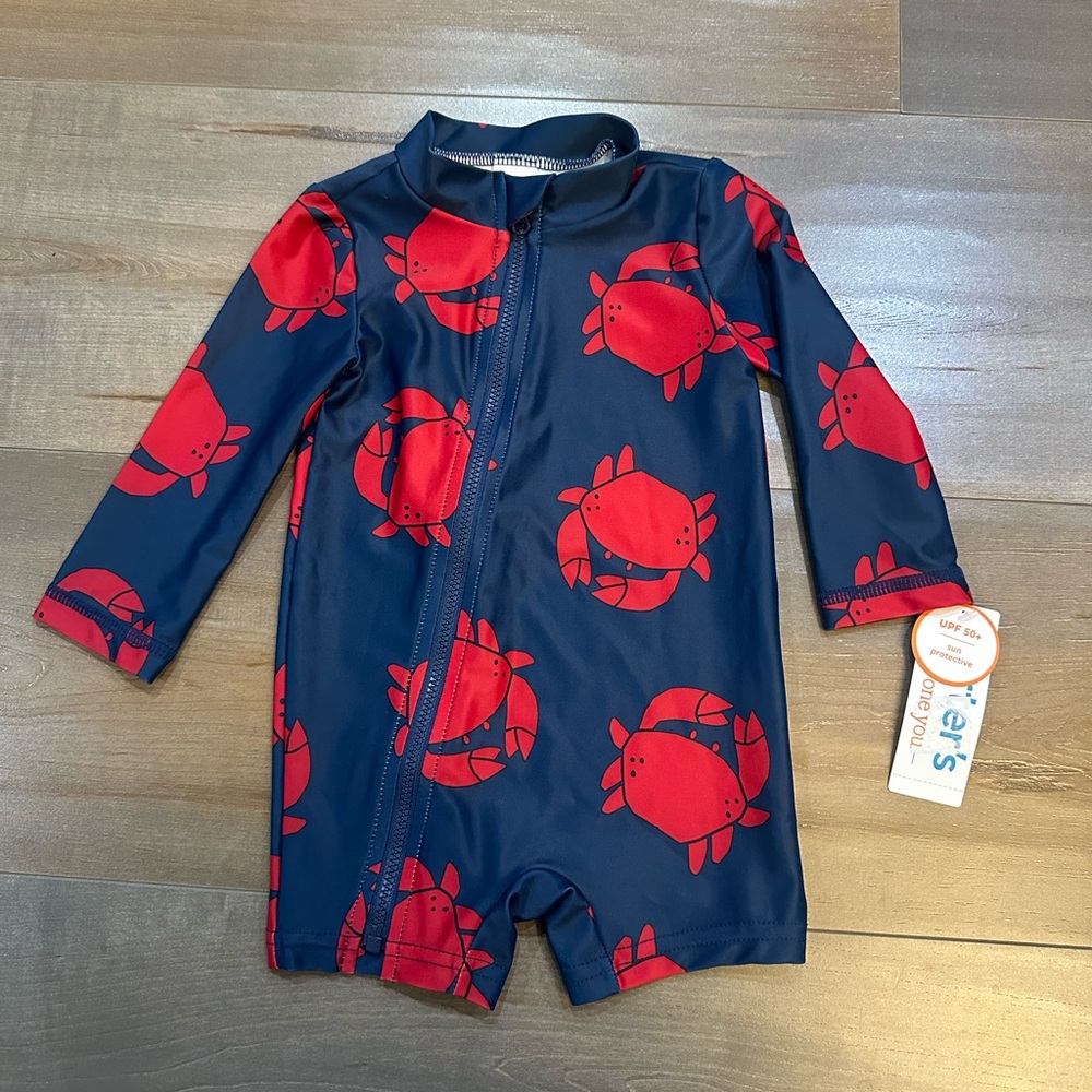 Carter's Navy and Red Crab Rashguard